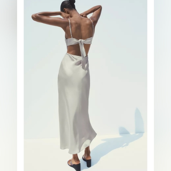 Zara Satin Cowl Neck Dress - Picture 4 of 10